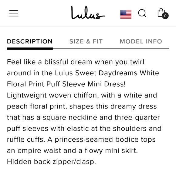 NWT Lulu's Sweet Daydreams White Floral Print Puff Sleeve Mini Dress Lar… - Picture 10 of 10